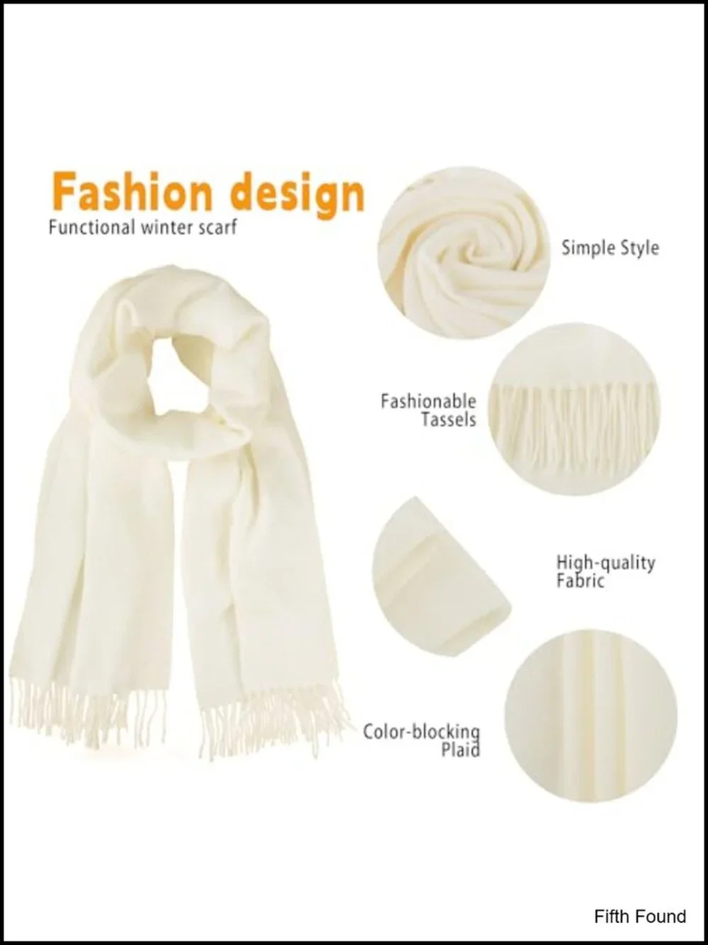 Oversized Long Winter Scarf with Tassels Soft Warm Wrap for Fall